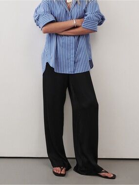 dissh longline satin trousers slouchy black gothic stretchy pants